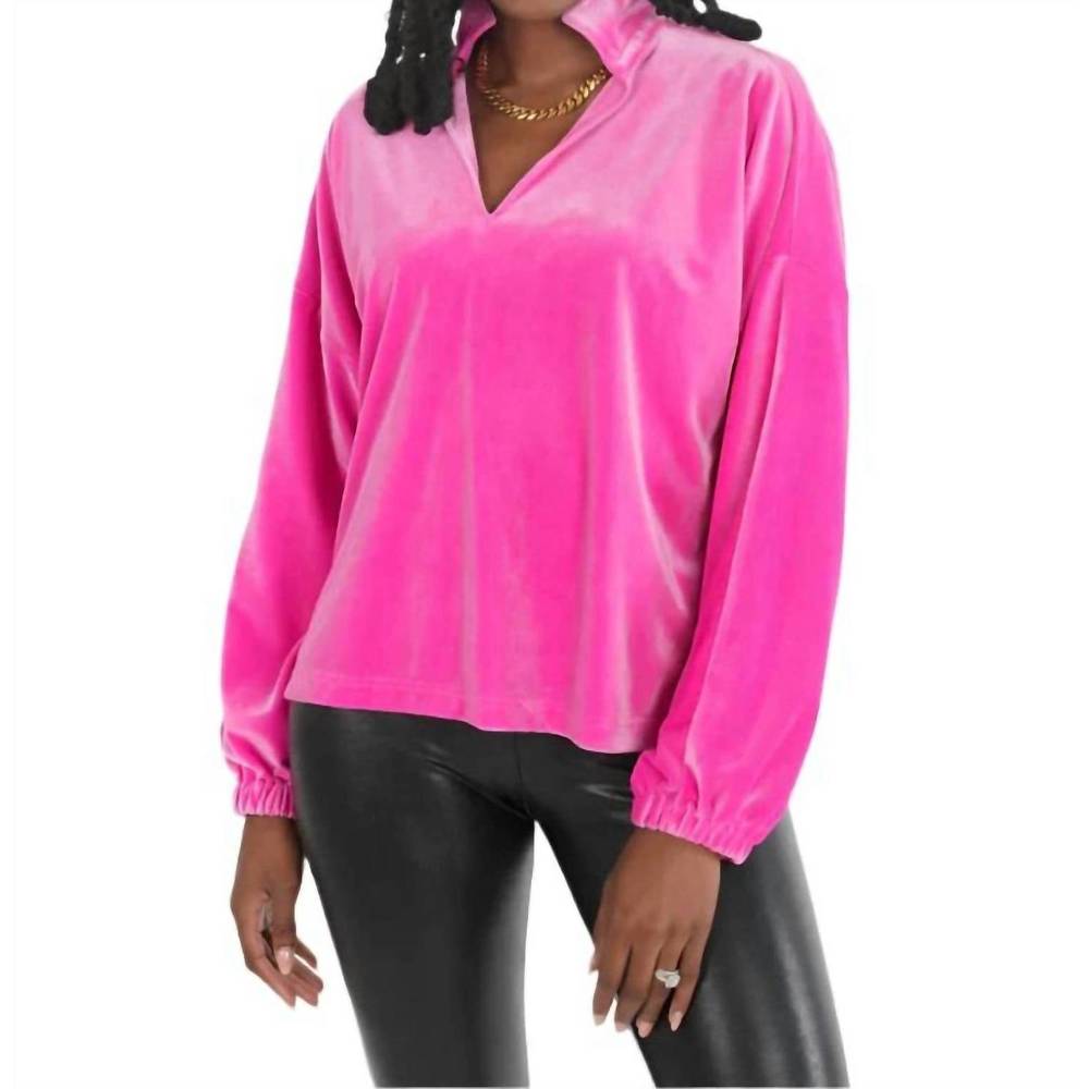 NEW EMILY MCCARTHY poppy pop-over top in fuchsia fedora